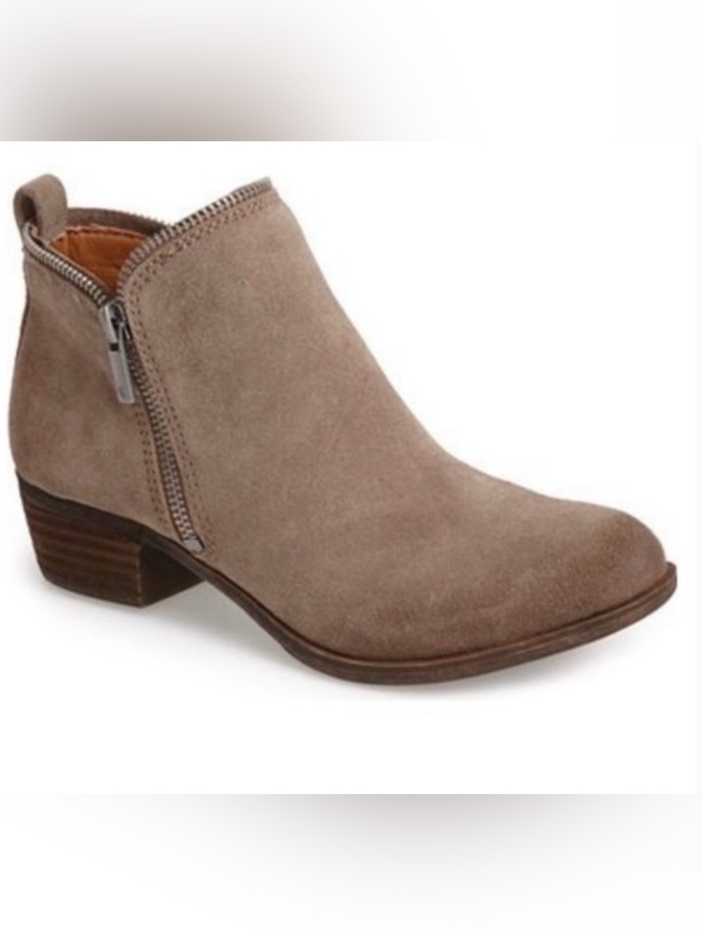 Lucky Brand Suede Zip Ankle Boots in Taupe - Women